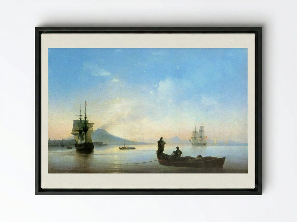 The Bay of Naples in the Morning - Ivan Aivazovsky - Framed Canvas Black