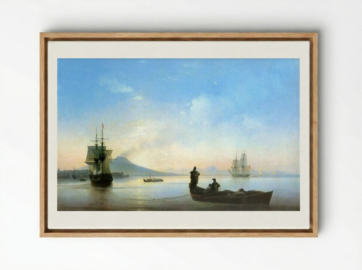 The Bay of Naples in the Morning - Ivan Aivazovsky - Framed Canvas Wood
