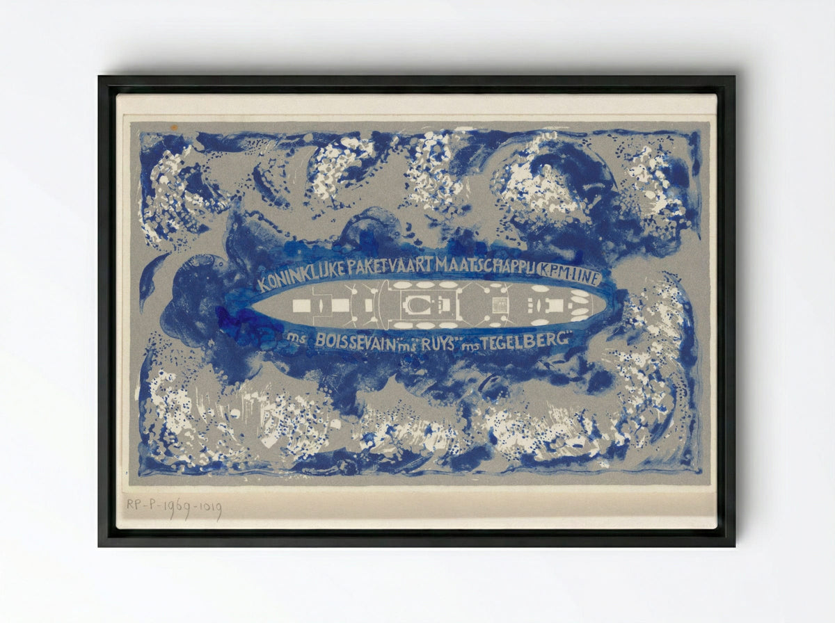 Schip van de Koninklijke Paketvaart-Maatschappij - Carel Adolph Lion Cachet - Framed Canvas Black