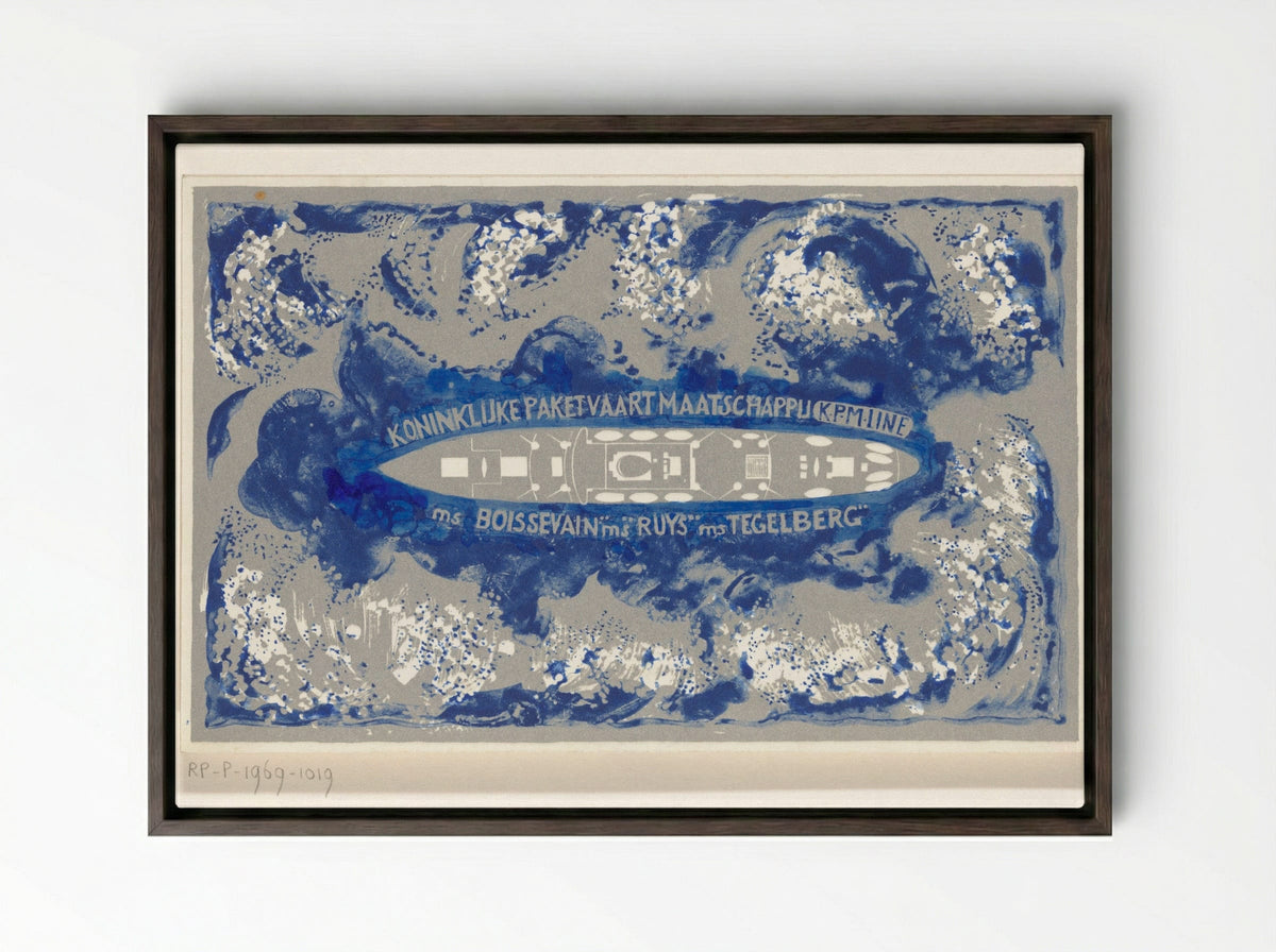 Schip van de Koninklijke Paketvaart-Maatschappij - Carel Adolph Lion Cachet - Framed Canvas Dark Wood