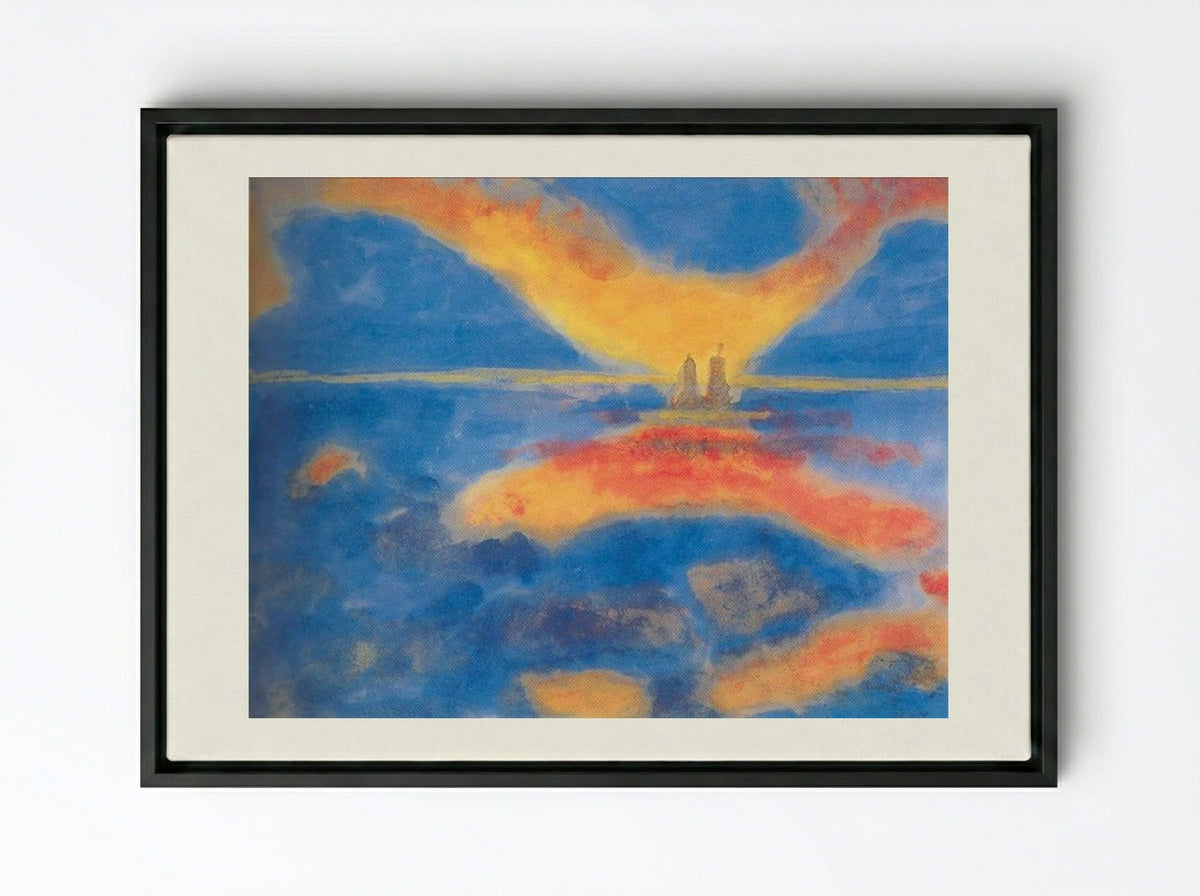 Sunrise at the Sea - Emil Nolde - Framed Canvas Black