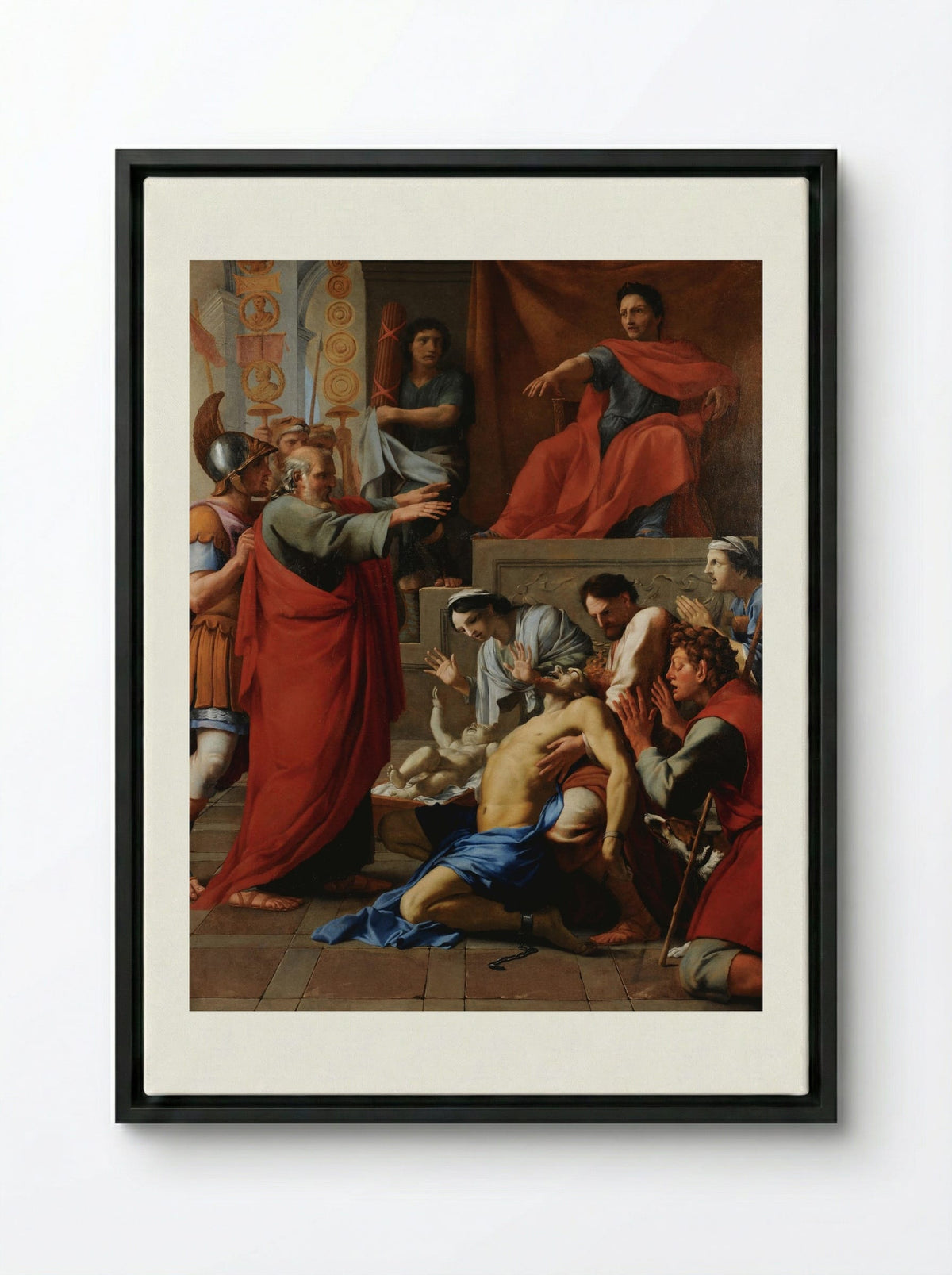 Saint Paul Preaching at Ephesus - Eustache Le Sueur - Framed Canvas Black