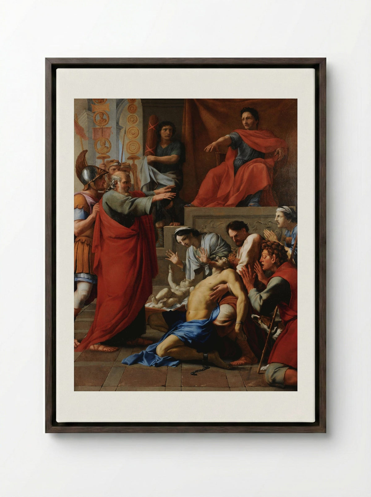 Saint Paul Preaching at Ephesus - Eustache Le Sueur - Framed Canvas Dark Wood