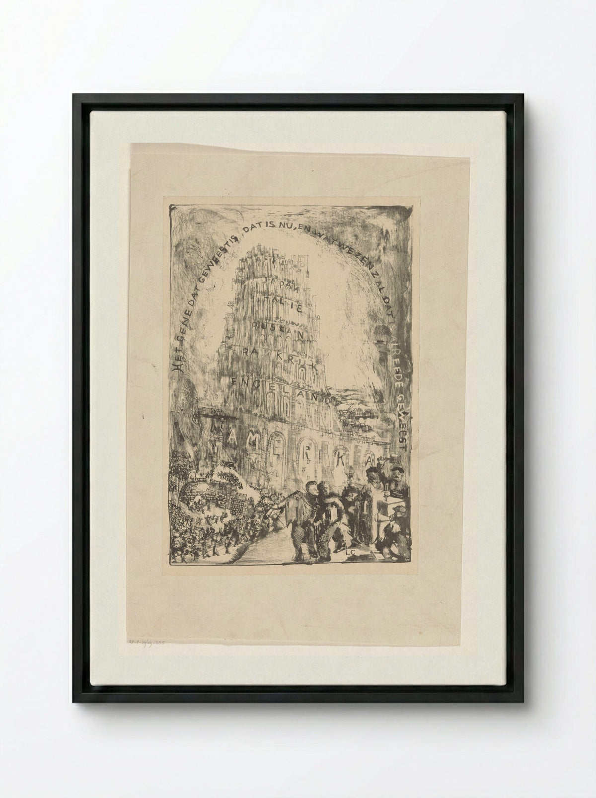 Toren met landennamen - Carel Adolph Lion Cachet - Framed Canvas Black