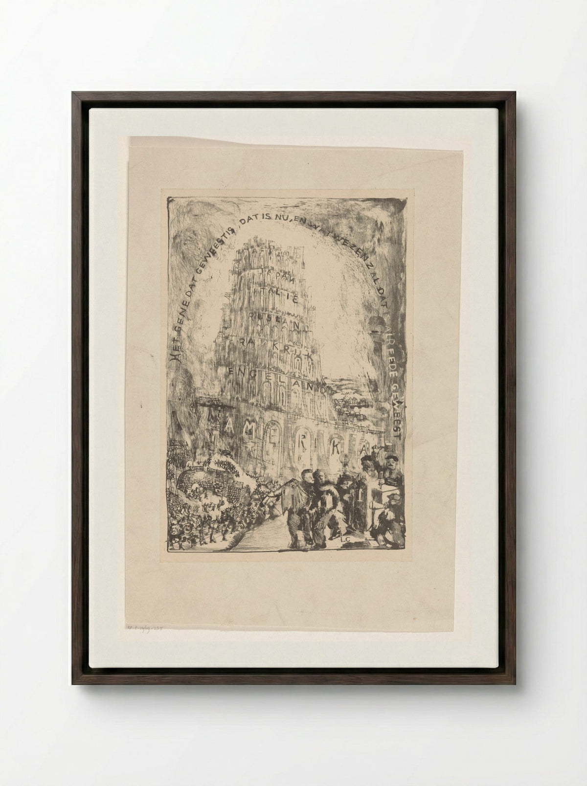 Toren met landennamen - Carel Adolph Lion Cachet - Framed Canvas Dark Wood