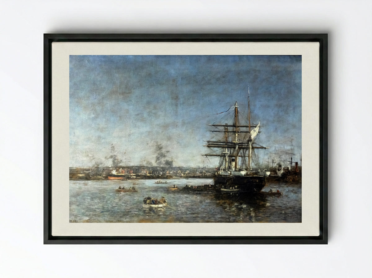 The Port - Eugène Boudin - Framed Canvas Black