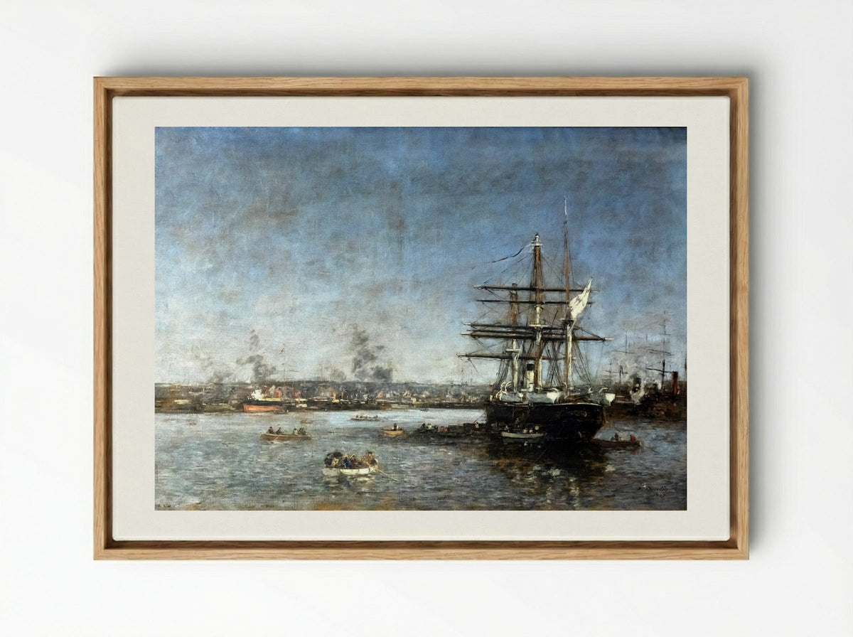 The Port - Eugène Boudin - Framed Canvas Wood