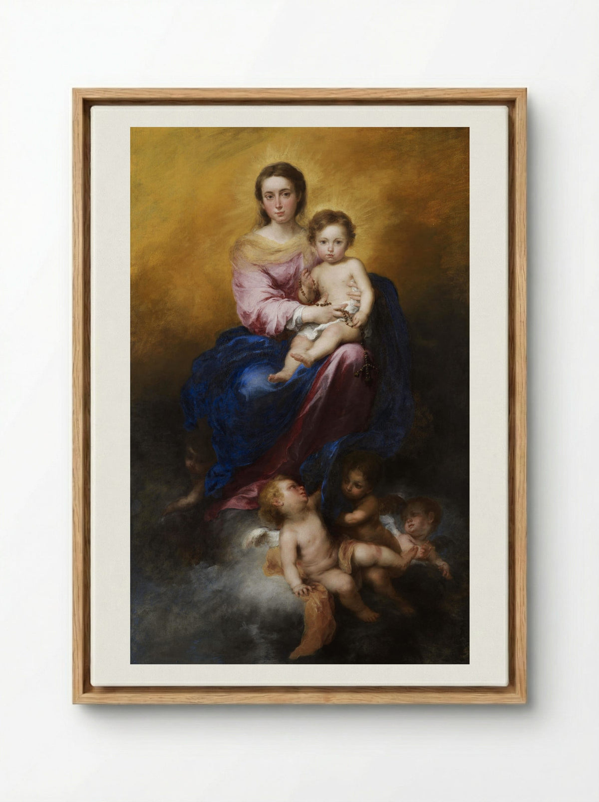 The Virgin of the Rosary - Bartolomé Esteban Murillo - Framed Canvas Wood