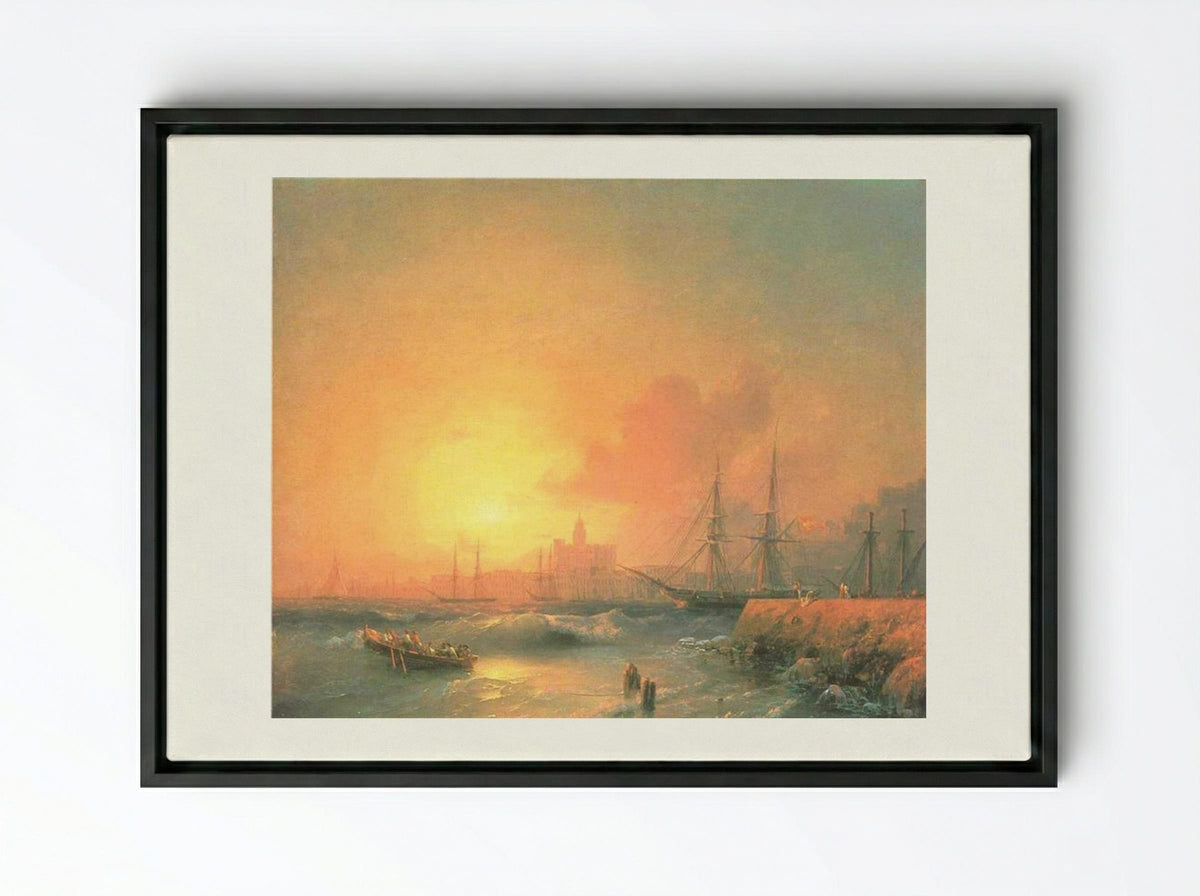 Malaga - Ivan Aivazovsky - Framed Canvas Black