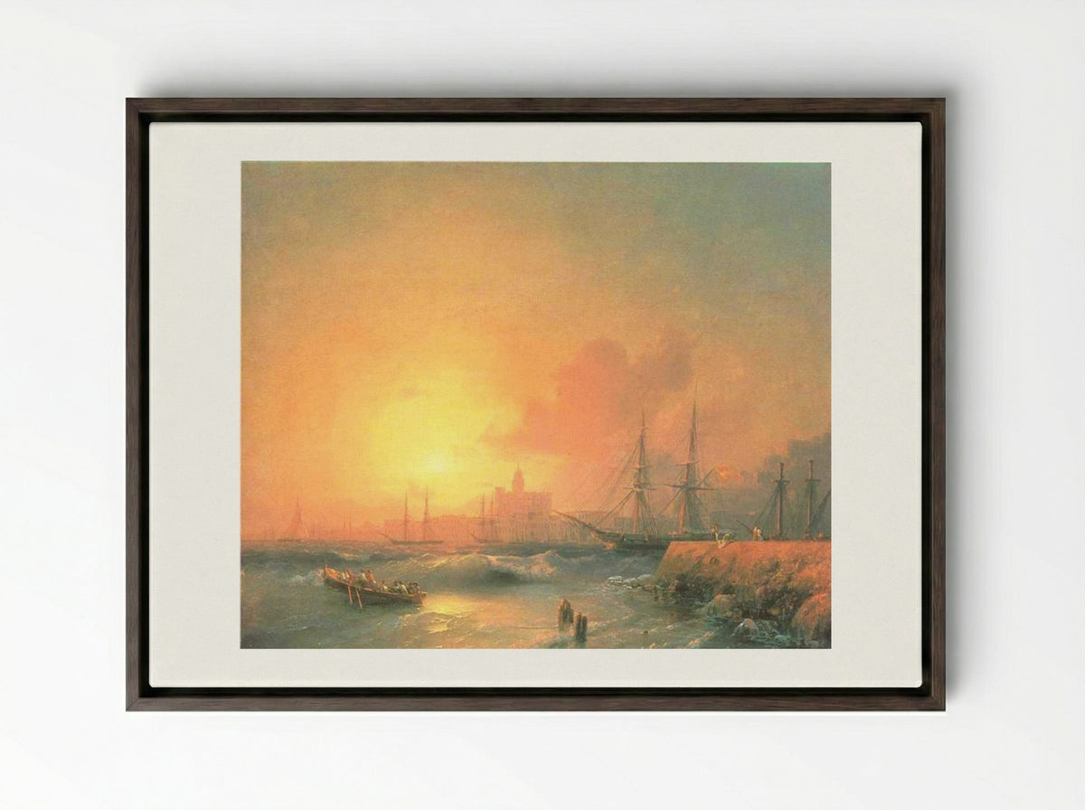 Malaga - Ivan Aivazovsky - Framed Canvas Dark Wood