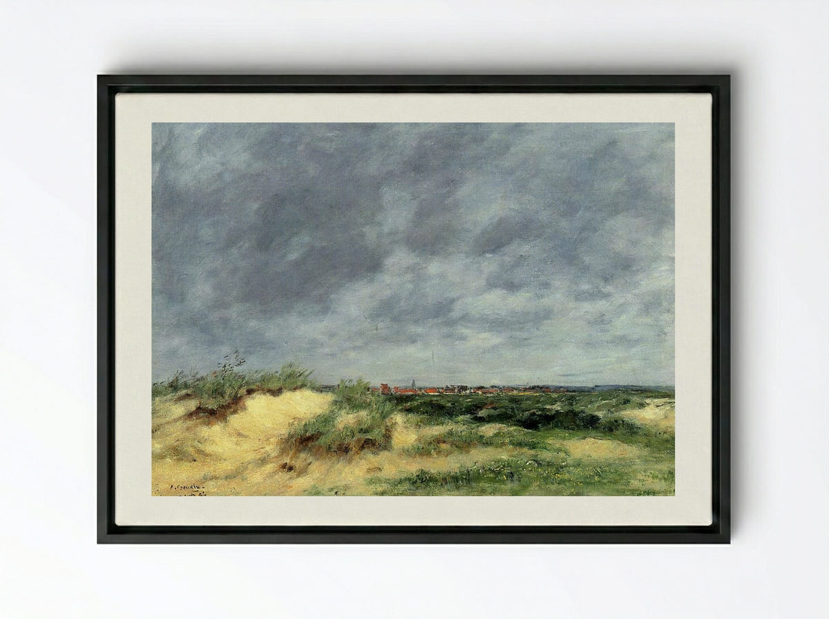The Berck Dunes - Eugène Boudin - Framed Canvas Black