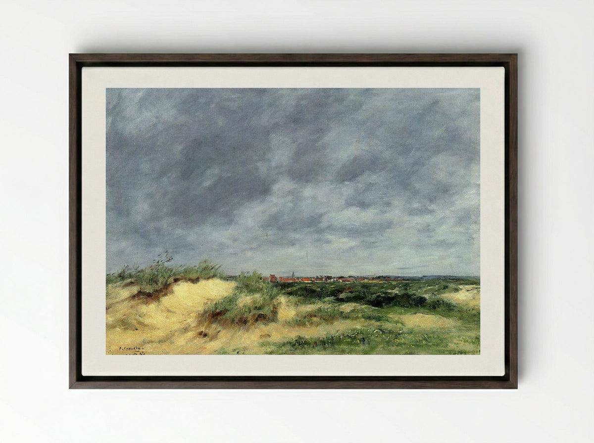 The Berck Dunes - Eugène Boudin - Framed Canvas Dark Wood
