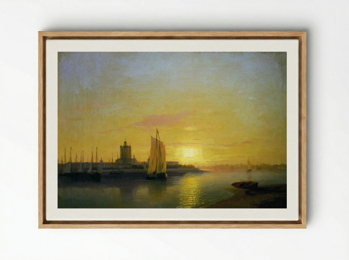 Smolny Convent at Sunset - Ivan Aivazovsky - Framed Canvas Wood