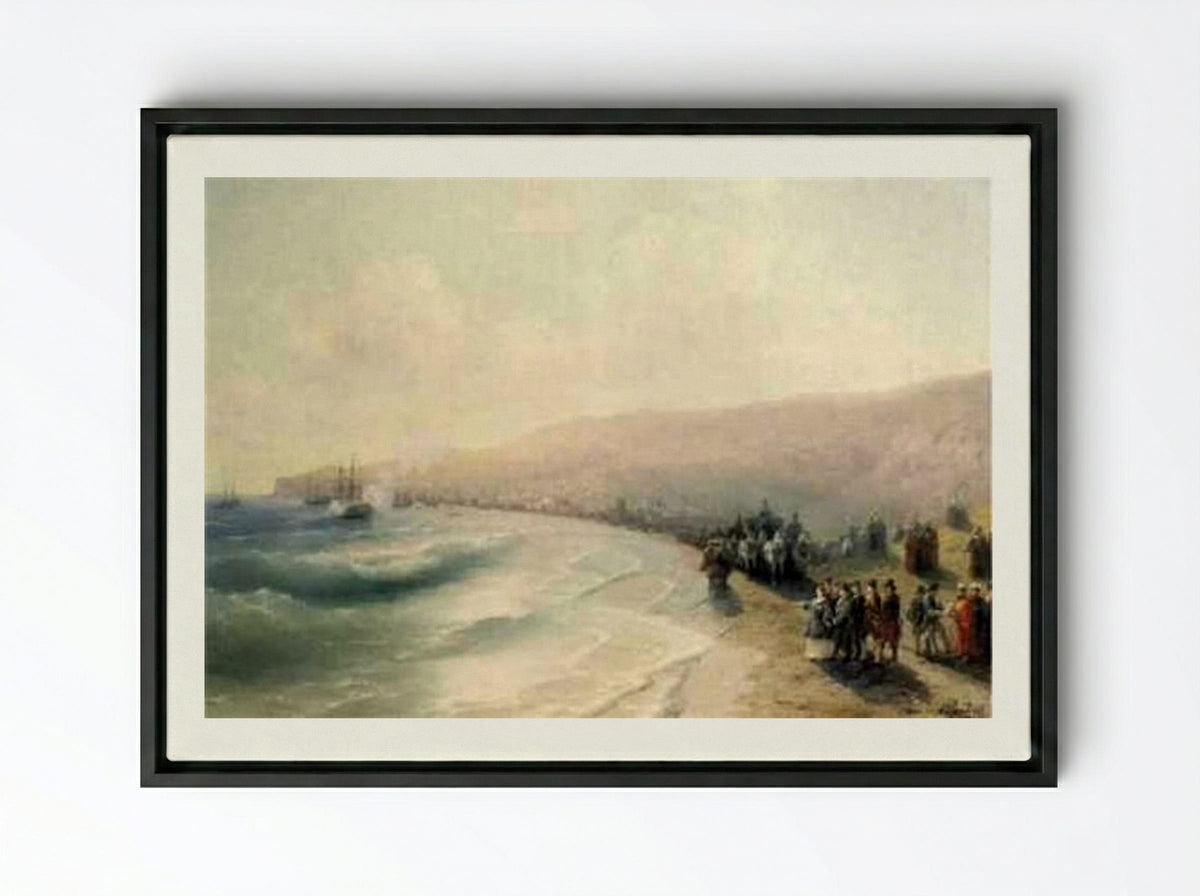 Arrival of Catherine the Great in Feodosia - Ivan Aivazovsky - Framed Canvas Black