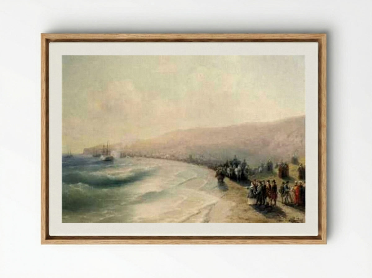 Arrival of Catherine the Great in Feodosia - Ivan Aivazovsky - Framed Canvas Wood