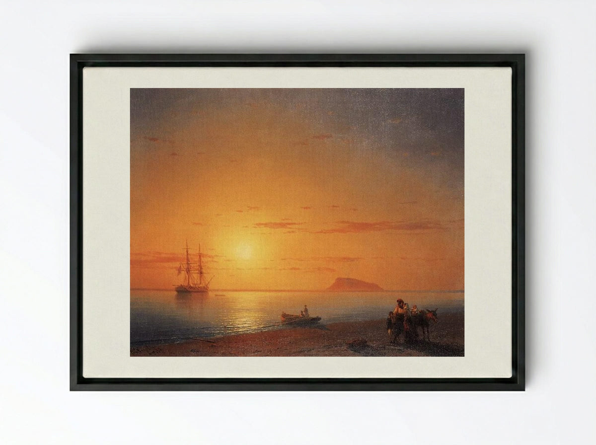Sea Coast. Farewell - Ivan Aivazovsky - Framed Canvas Black