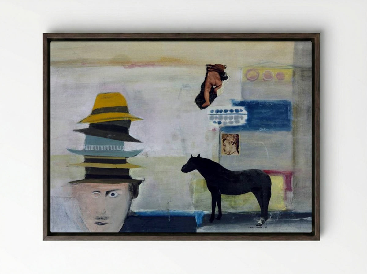 Winter Criminal Term - Conroy Maddox - Framed Canvas Dark Wood