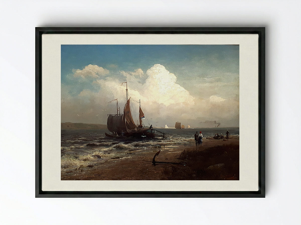 On the River. Windy Day - Fyodor Vasilyev - Framed Canvas Black
