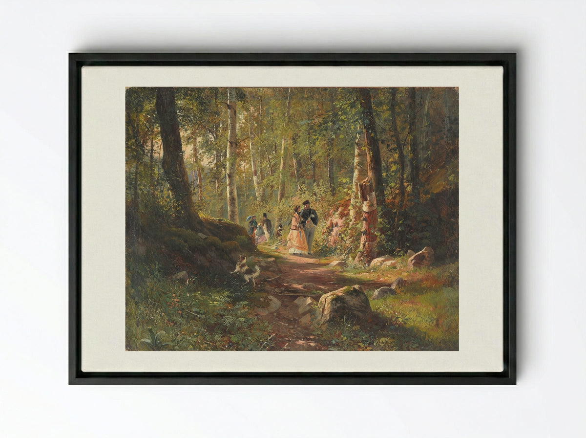 A Walk in the Forest - Ivan Shishkin - Framed Canvas Black