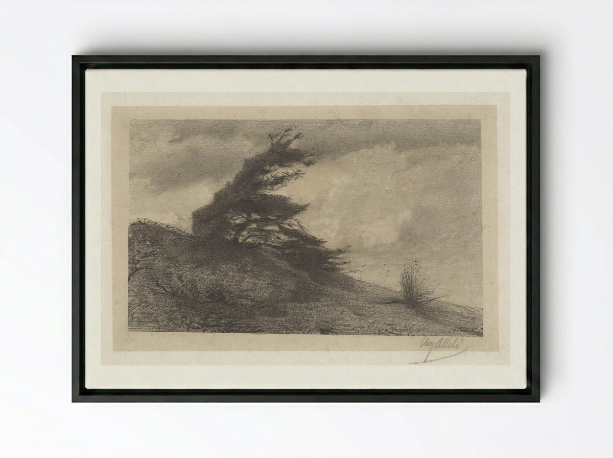 Landschap bij stormachtig weer - August Allebé - Framed Canvas Black