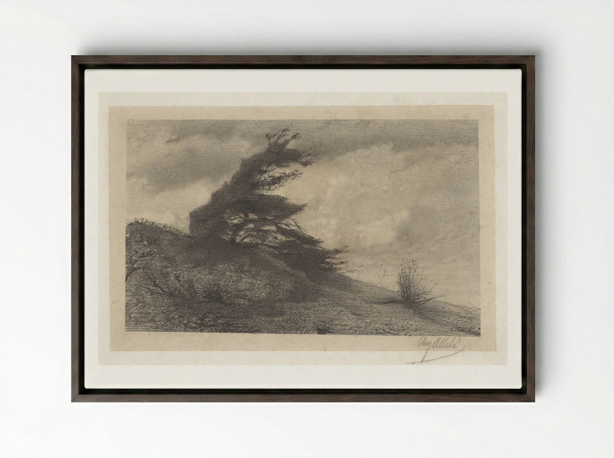 Landschap bij stormachtig weer - August Allebé - Framed Canvas Dark Wood