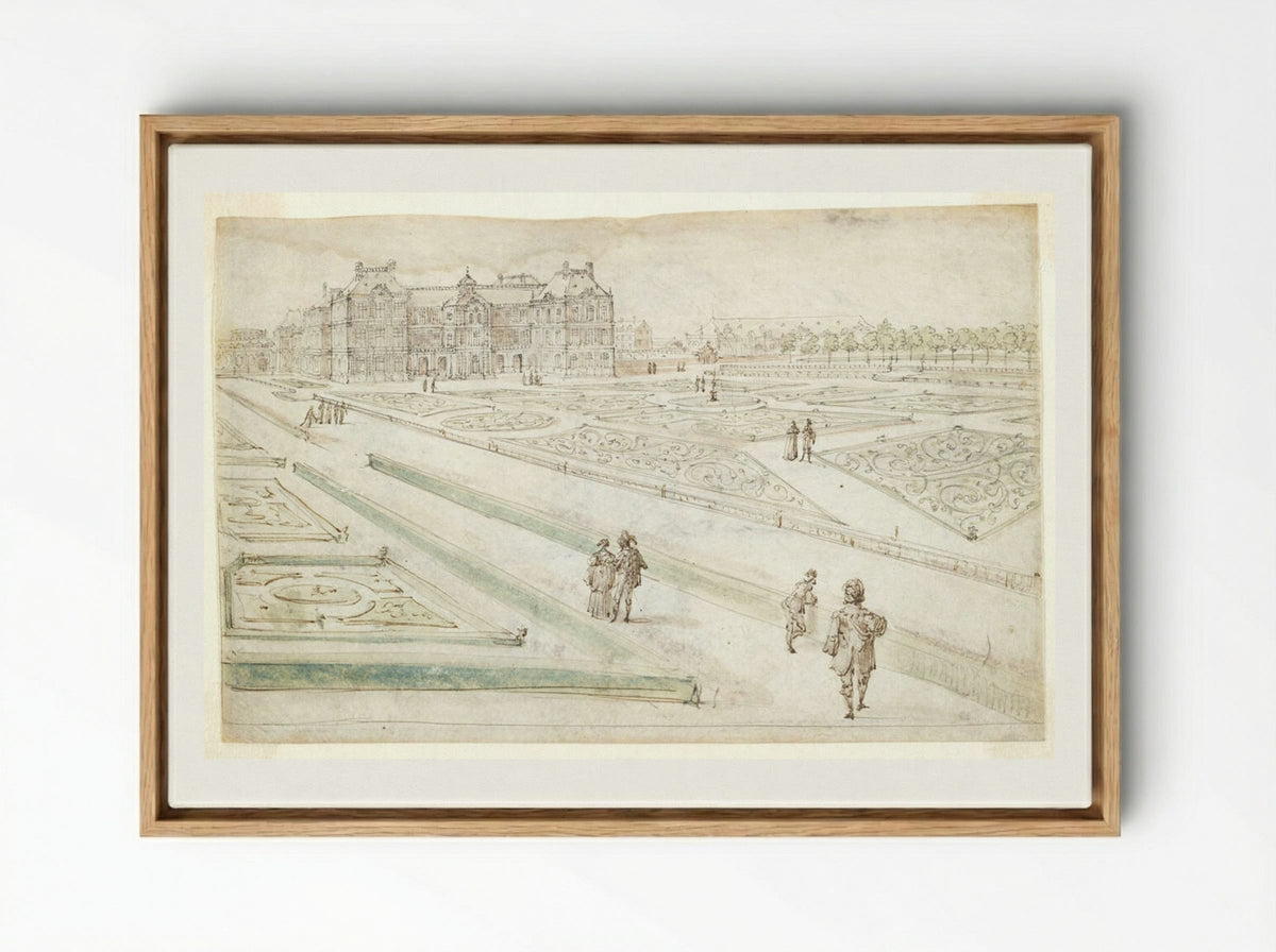 View of the Luxembourg Palace from the Grand Parterre - Israël Silvestre - Framed Canvas Wood