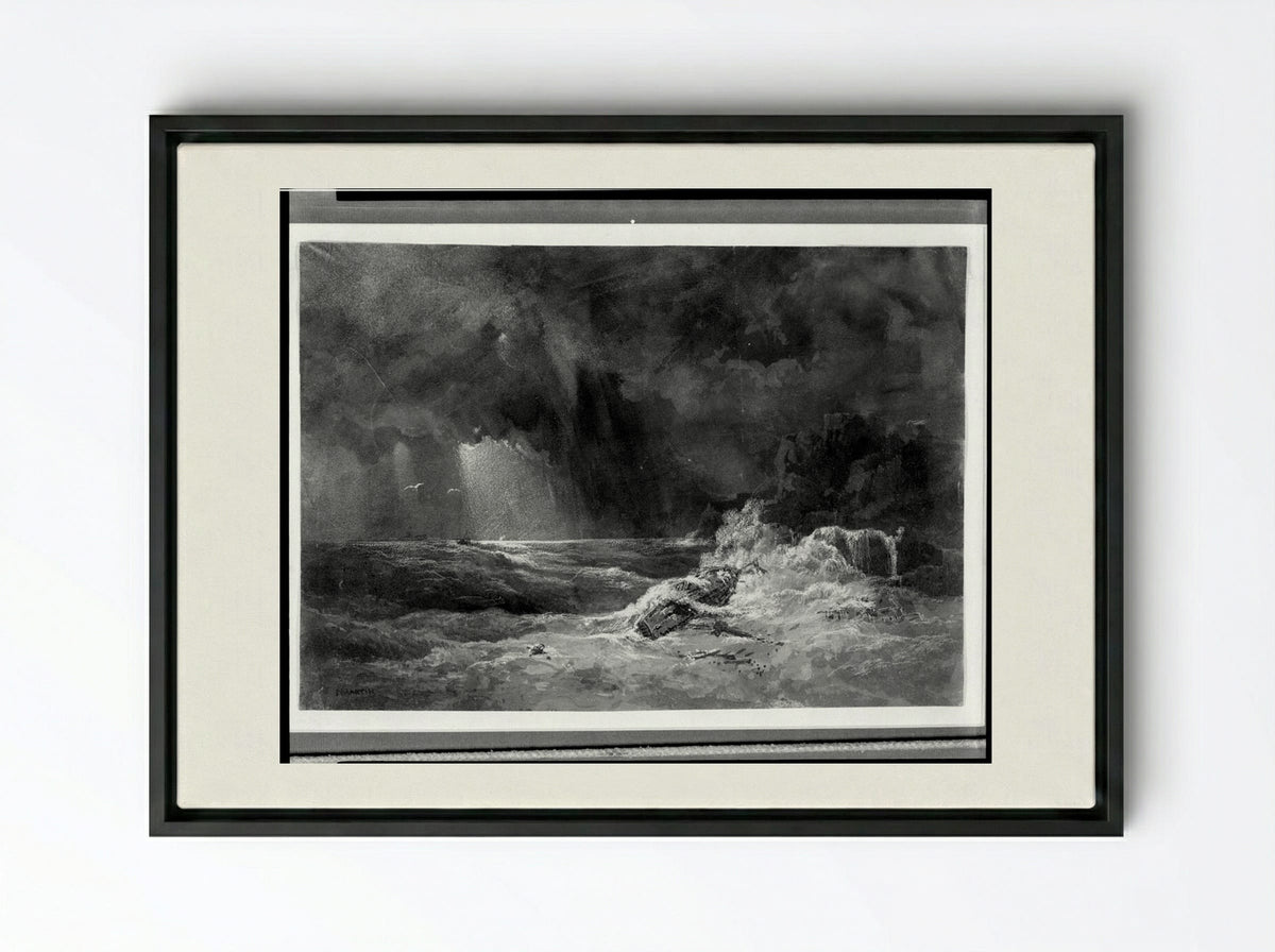 Shipwreck - John Martin - Framed Canvas Black