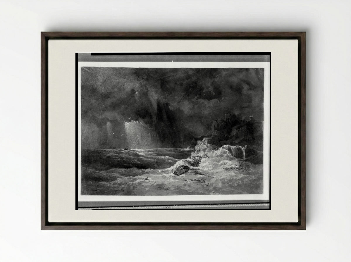 Shipwreck - John Martin - Framed Canvas Dark Wood