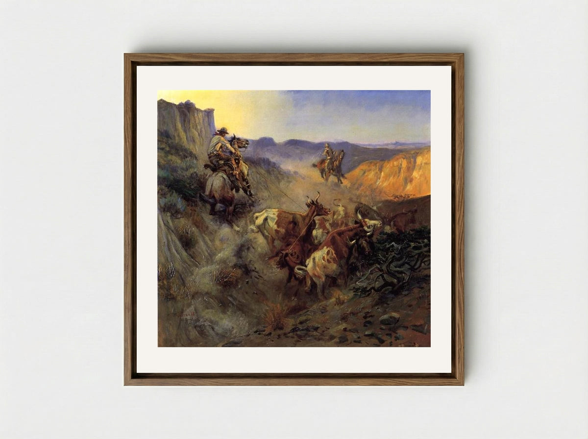 The Slick Ear - Charles M. Russell - Framed Canvas Wood