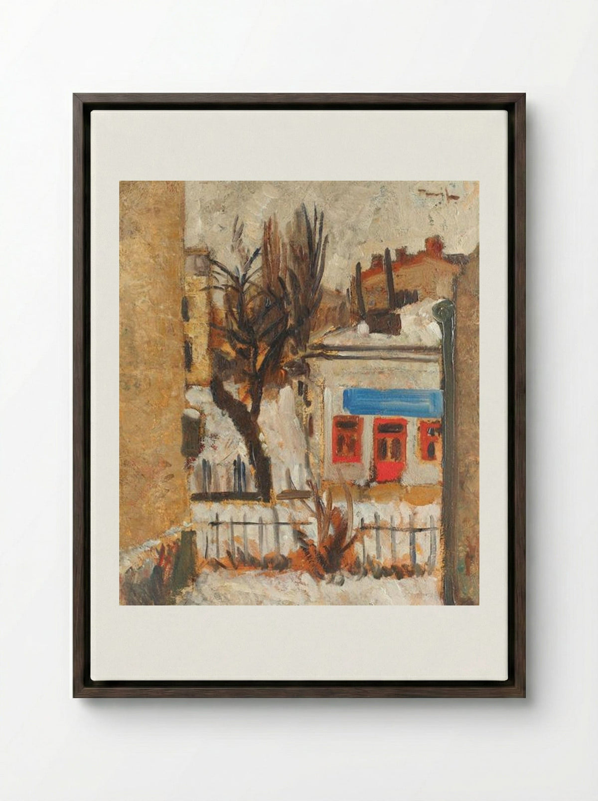 Winter Landscape - Nicolae Tonitza - Framed Canvas Dark Wood