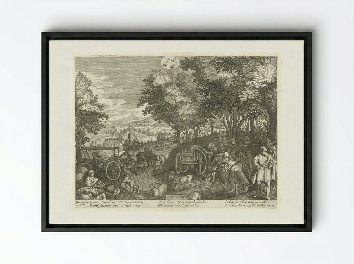 September - Aegidius Sadeler (II) - Framed Canvas Black