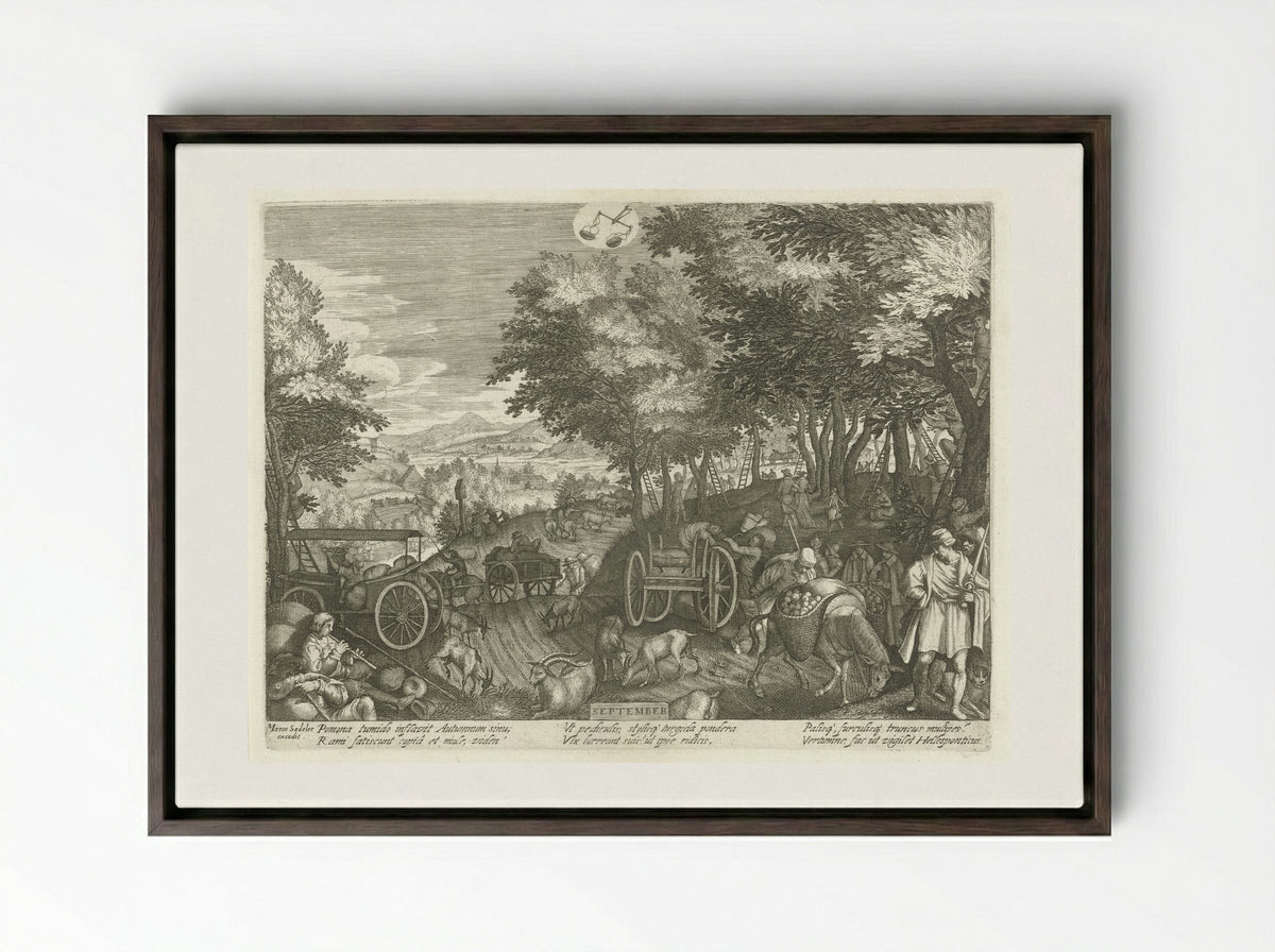 September - Aegidius Sadeler (II) - Framed Canvas Dark Wood