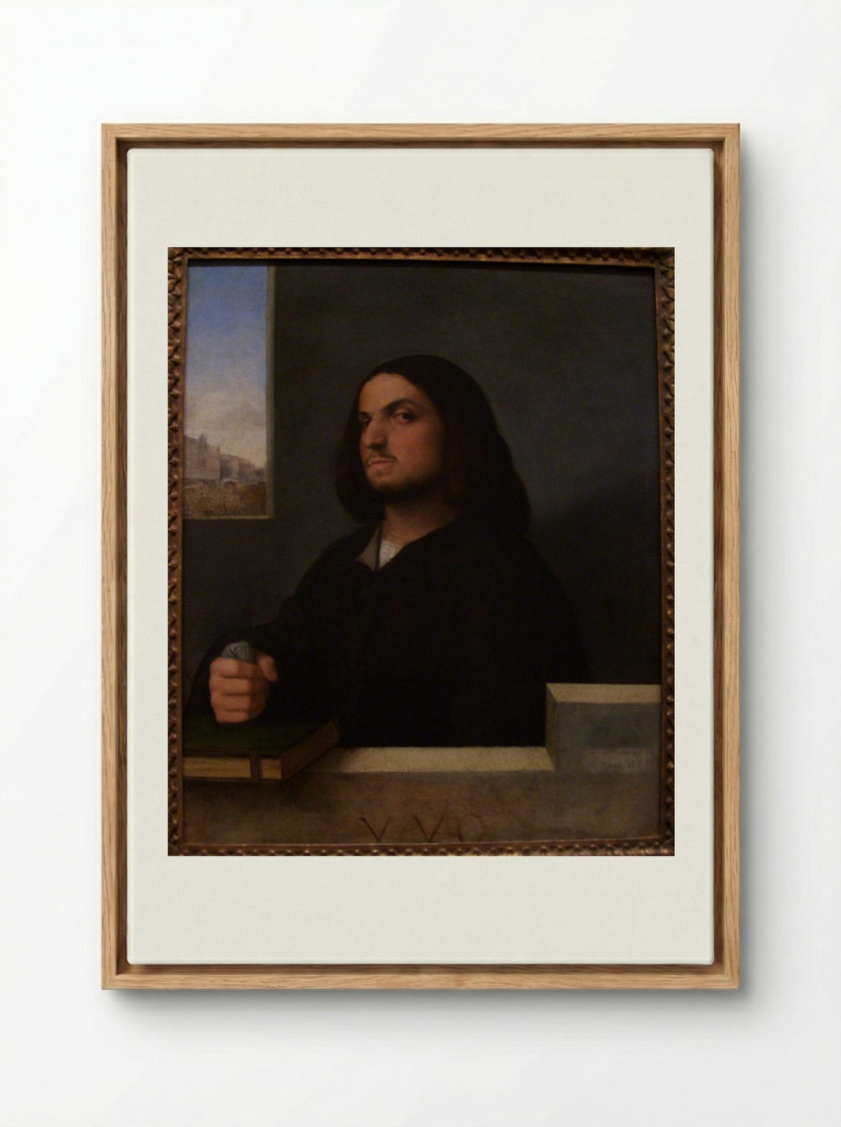 Portrait of a Venetian Gentleman - Giorgione - Framed Canvas Wood