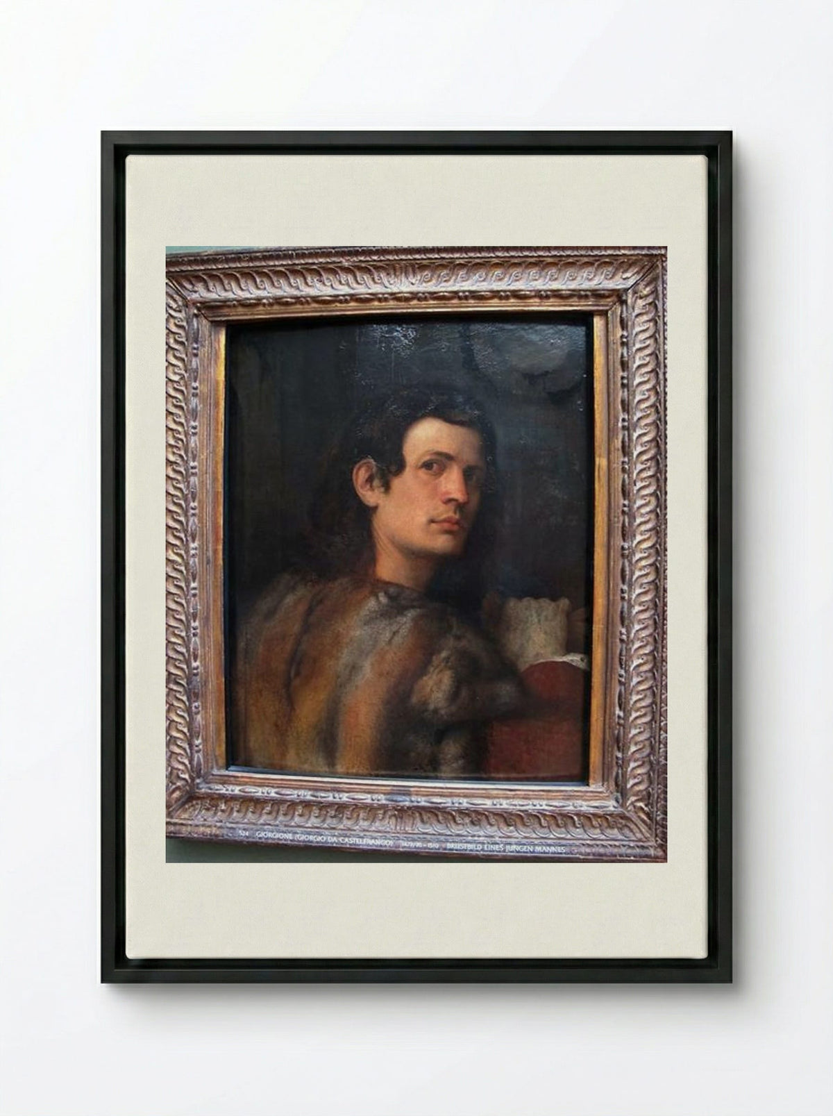 Portrait of a Young Man - Giorgione - Framed Canvas Black