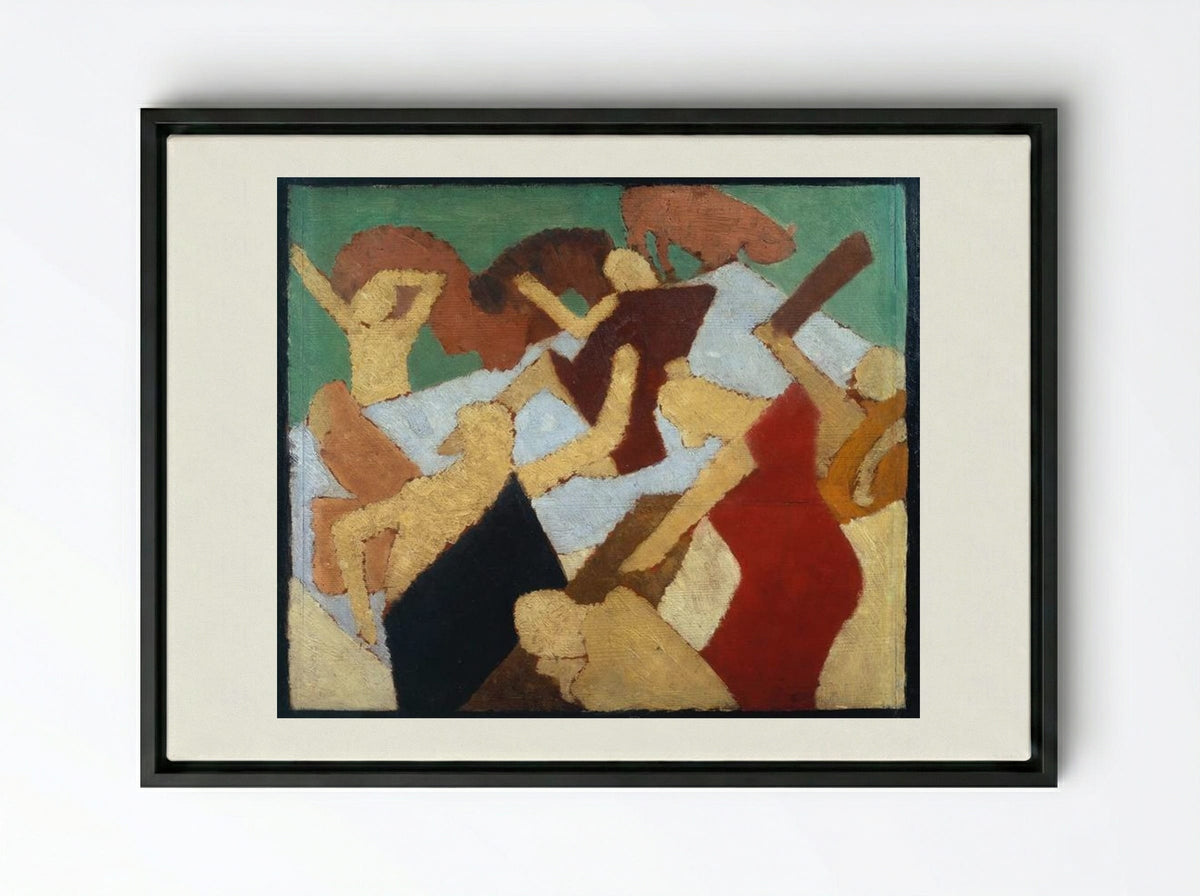 Bathing Scene - David Bomberg - Framed Canvas Black