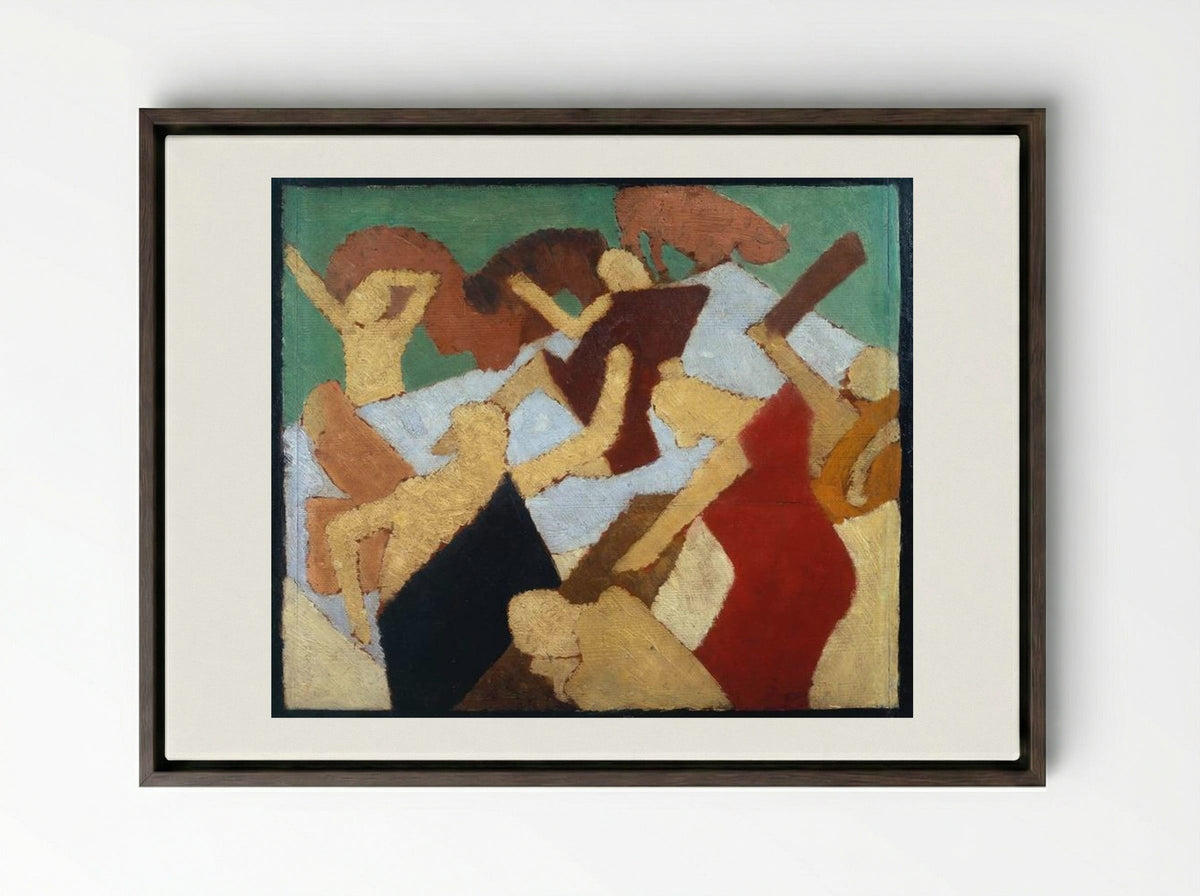 Bathing Scene - David Bomberg - Framed Canvas Dark Wood
