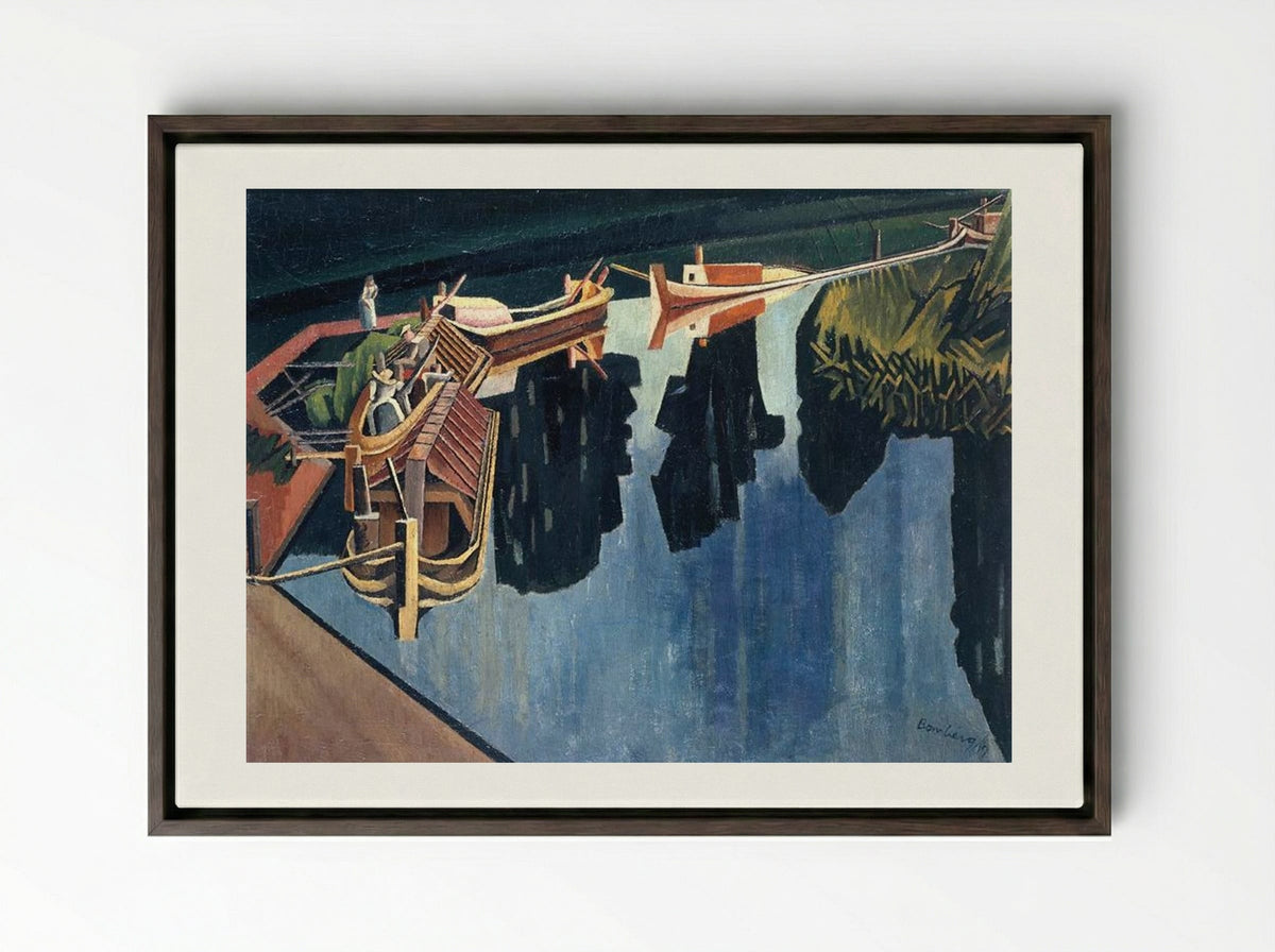 Barges - David Bomberg - Framed Canvas Dark Wood