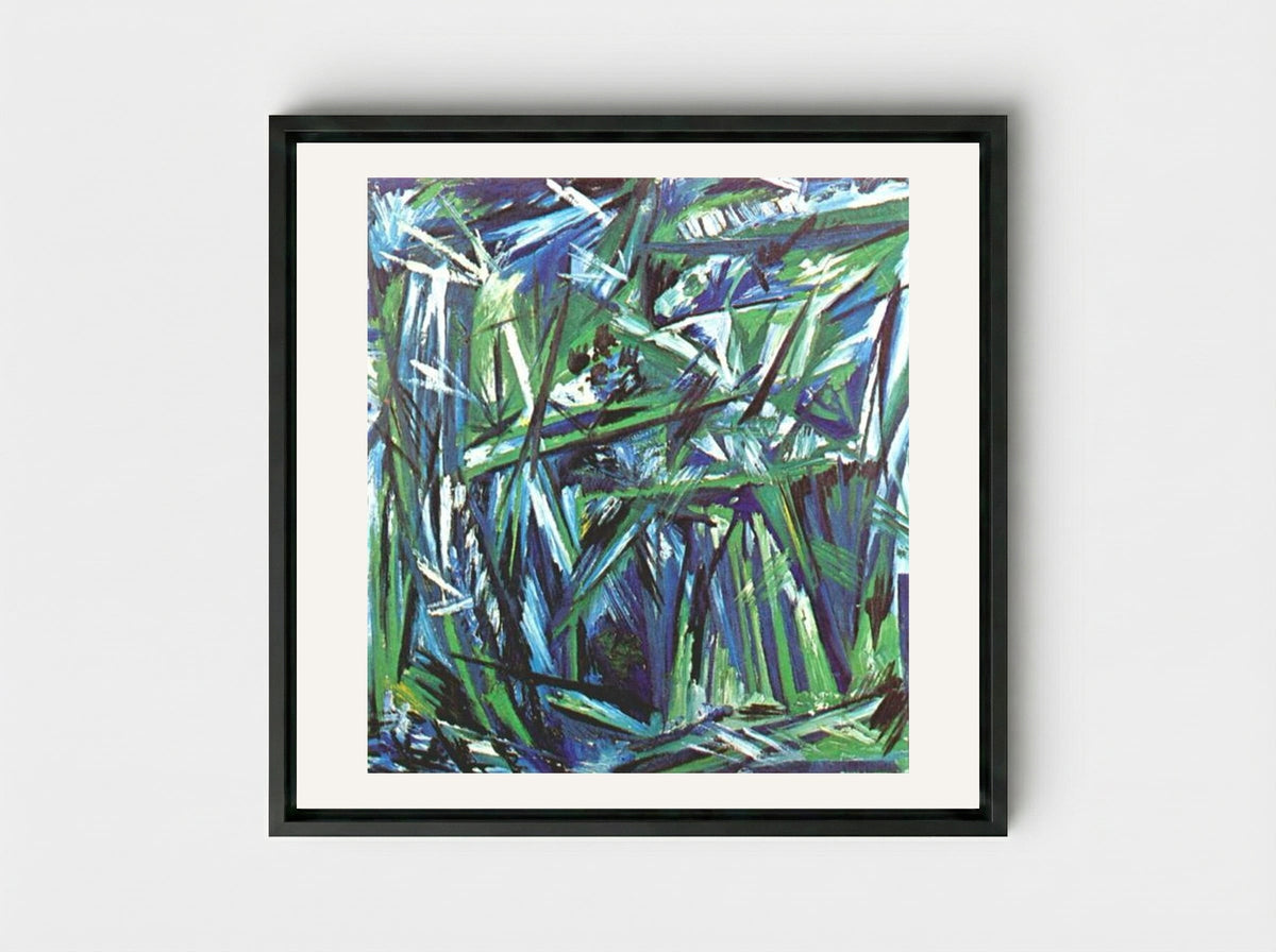 Green Forest - Natalia Goncharova - Framed Canvas Black