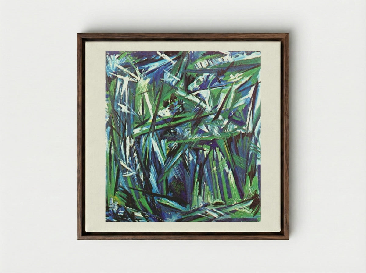 Green Forest - Natalia Goncharova - Framed Canvas Dark Wood