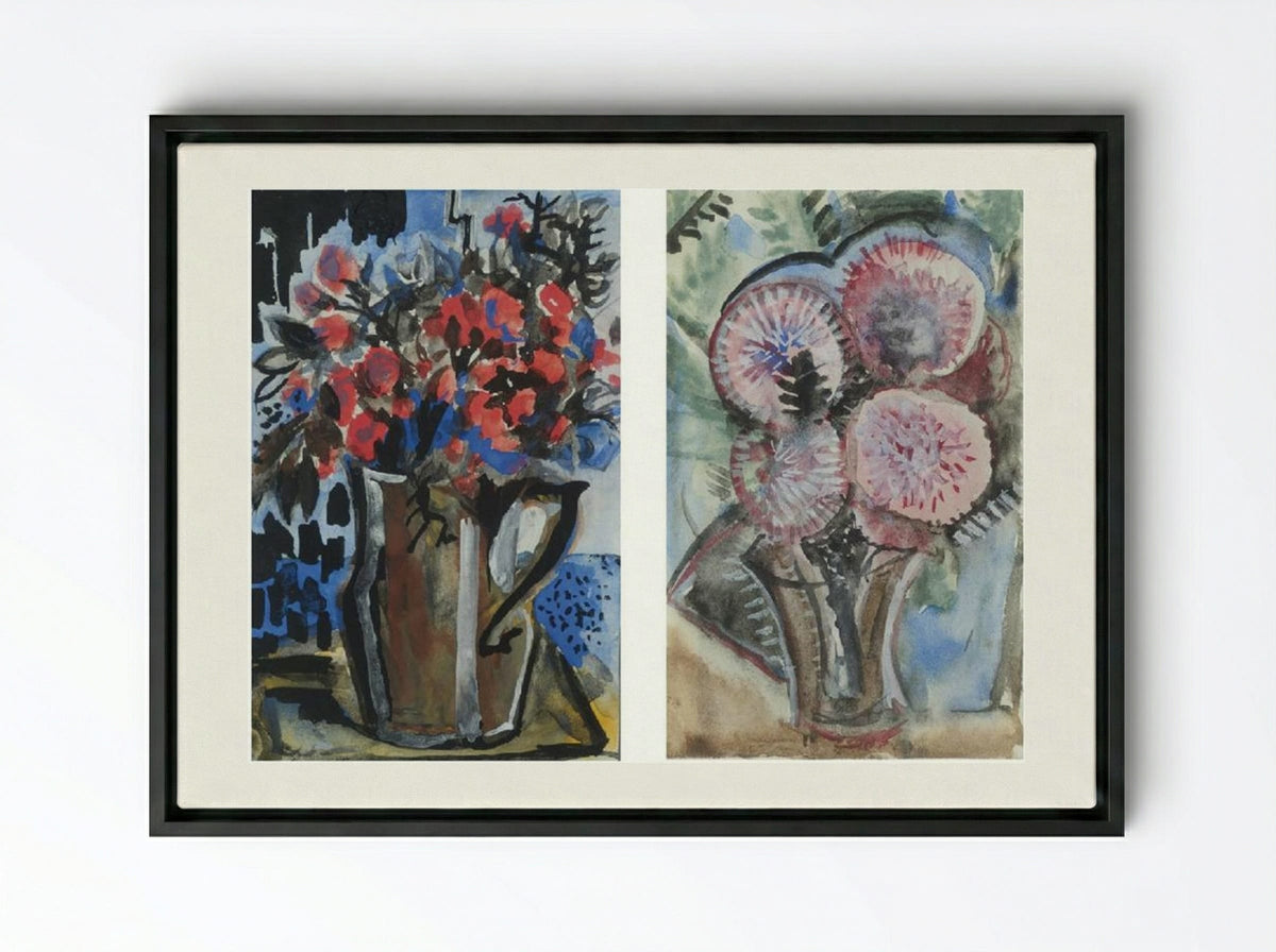 Still Life with a Tiger Lily - Natalia Goncharova - Framed Canvas Black
