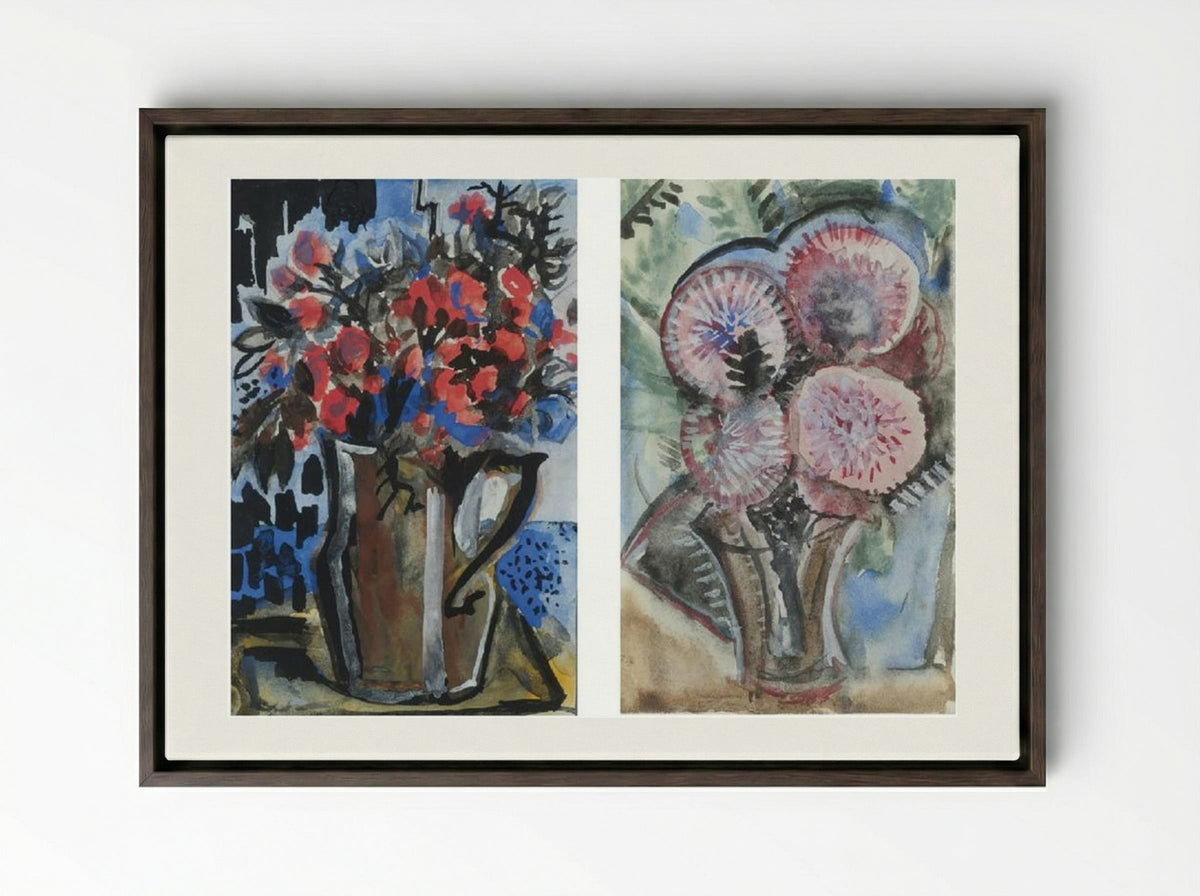 Still Life with a Tiger Lily - Natalia Goncharova - Framed Canvas Dark Wood