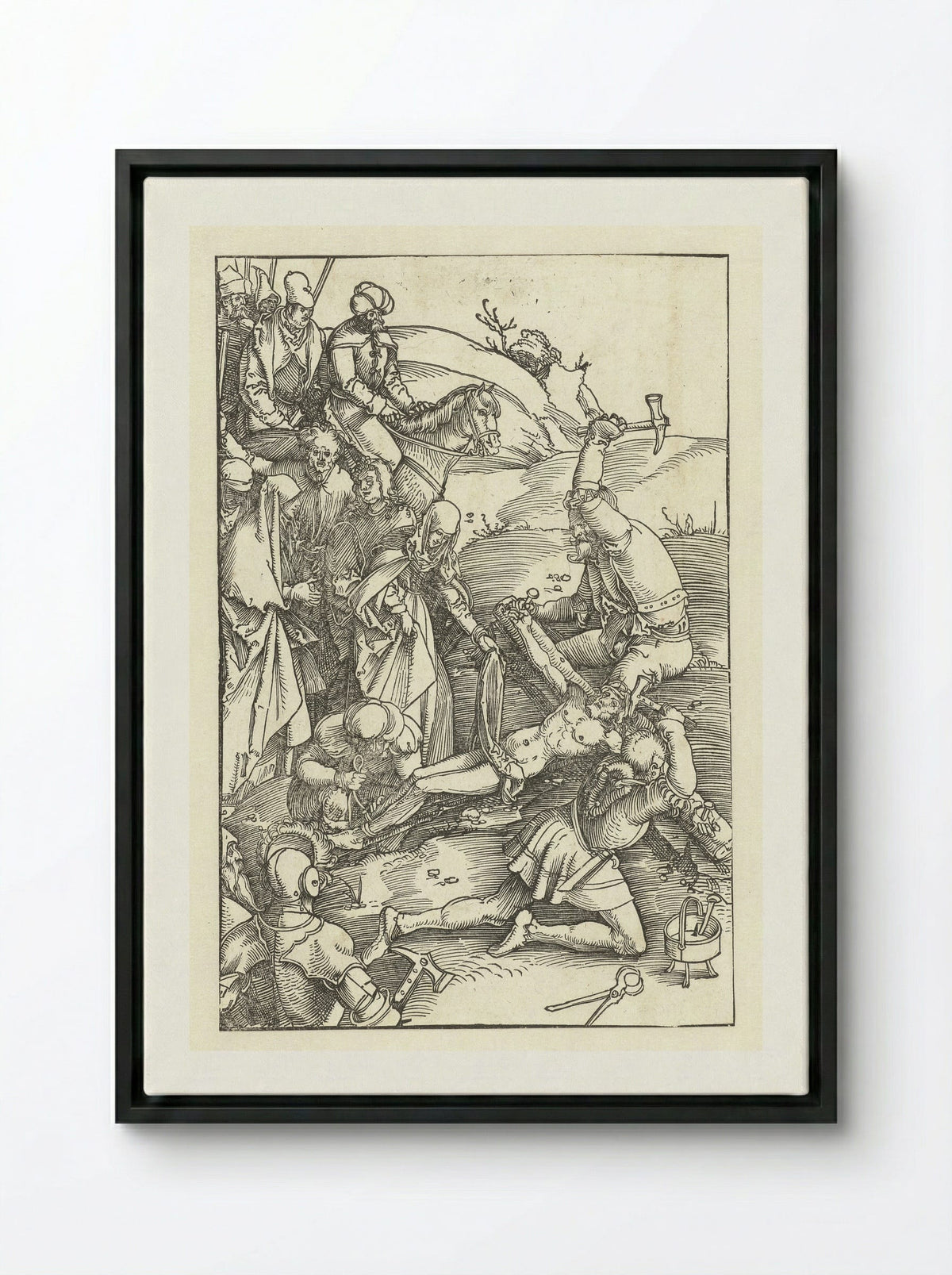 Christ Nailed to the Cross - Hans Baldung Grien - Framed Canvas Black