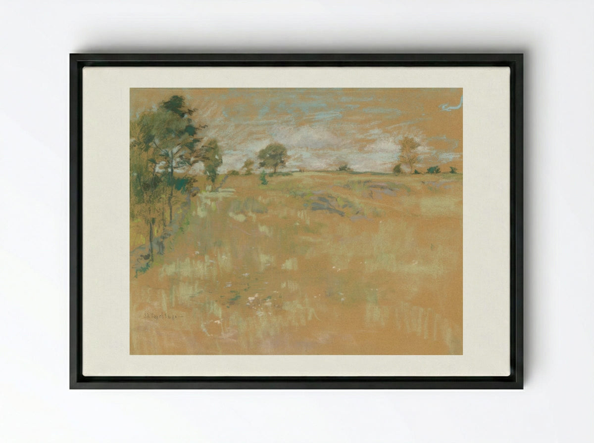 Pastures, Branchville, Connecticut - John Henry Twachtman - Framed Canvas Black