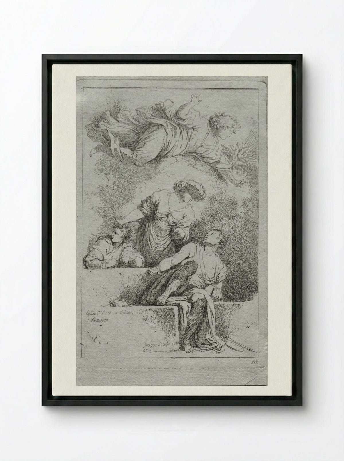 The Disciples at the Tomb - Jean-Honoré Fragonard - Framed Canvas Black