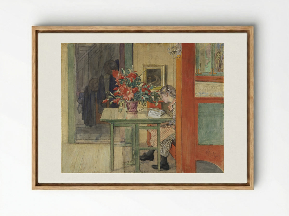 Lisbeth Reading - Carl Larsson - Framed Canvas Wood