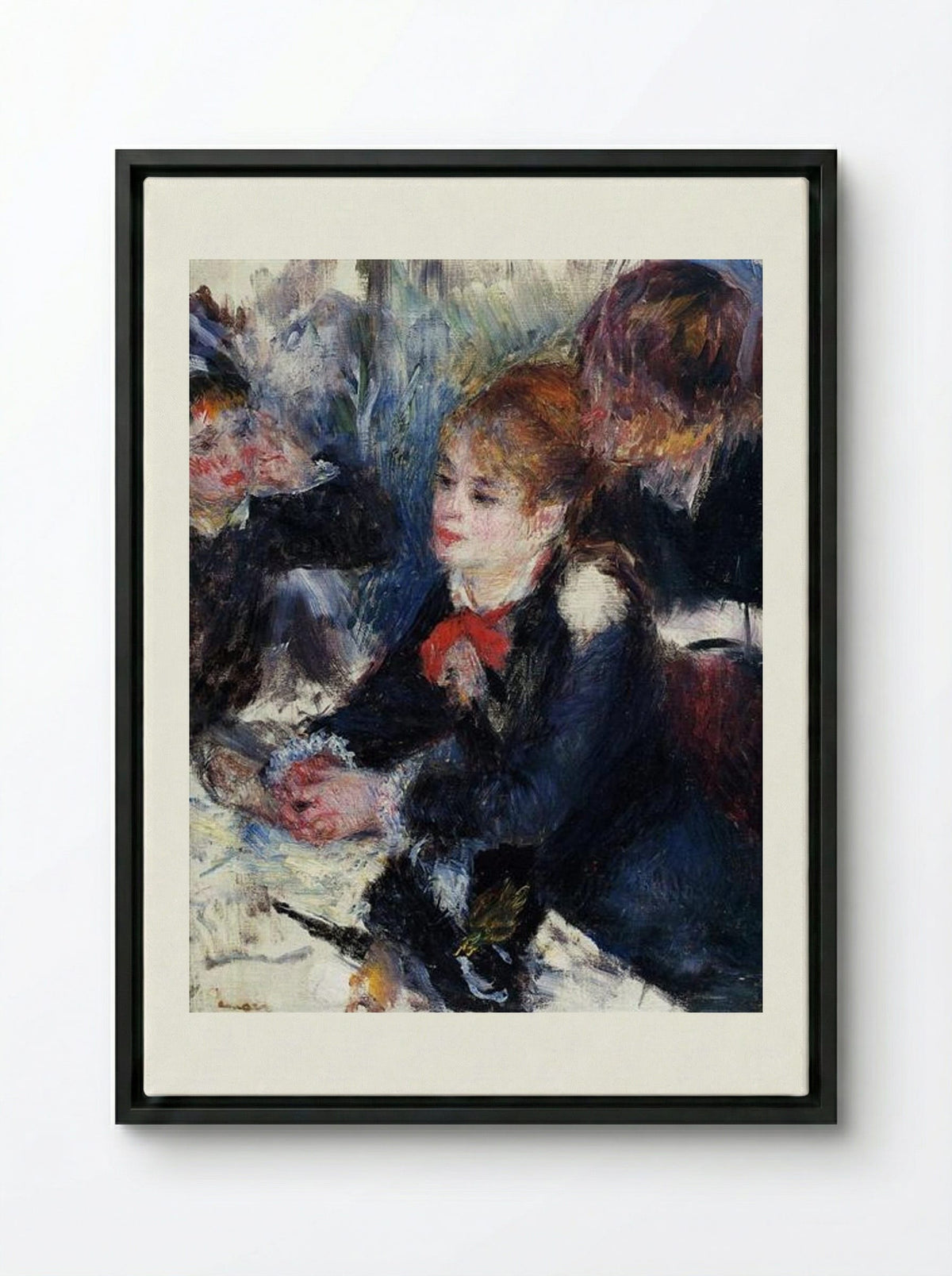 At the Milliner's - Pierre-Auguste Renoir - Framed Canvas Black