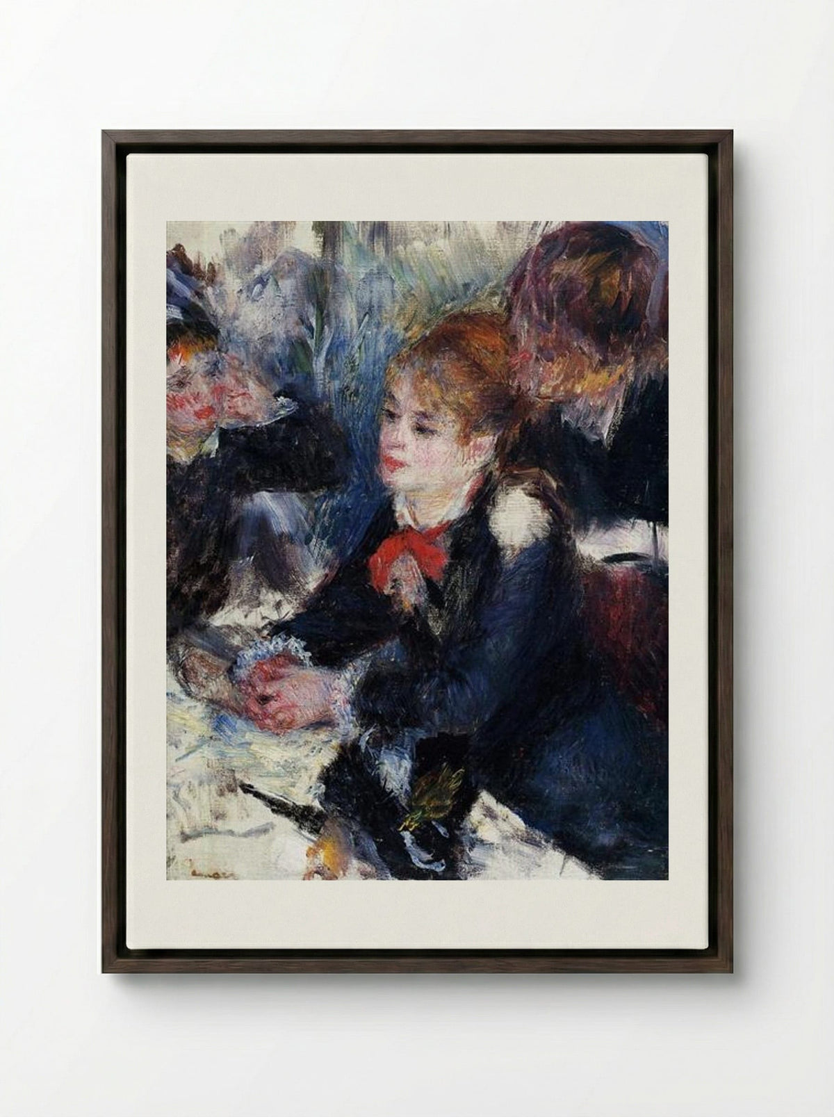 At the Milliner's - Pierre-Auguste Renoir - Framed Canvas Dark Wood