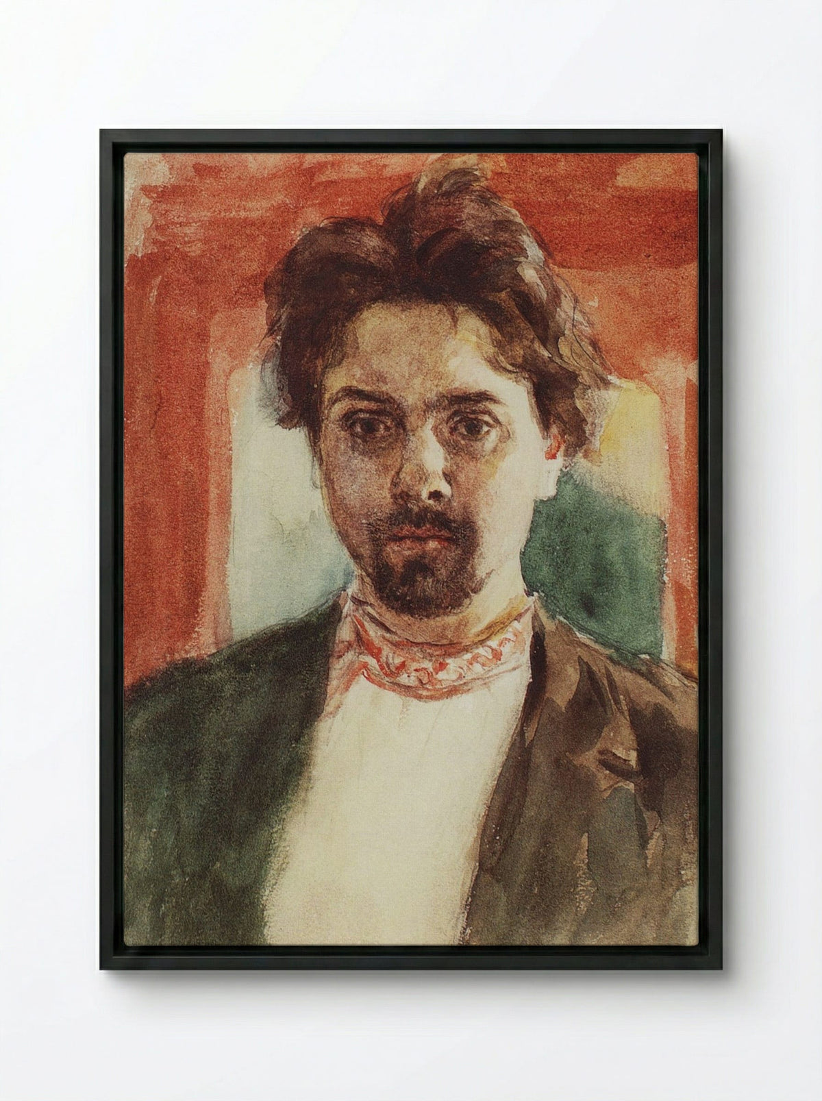 Self-Portrait - Vasily Surikov - Framed Canvas Black