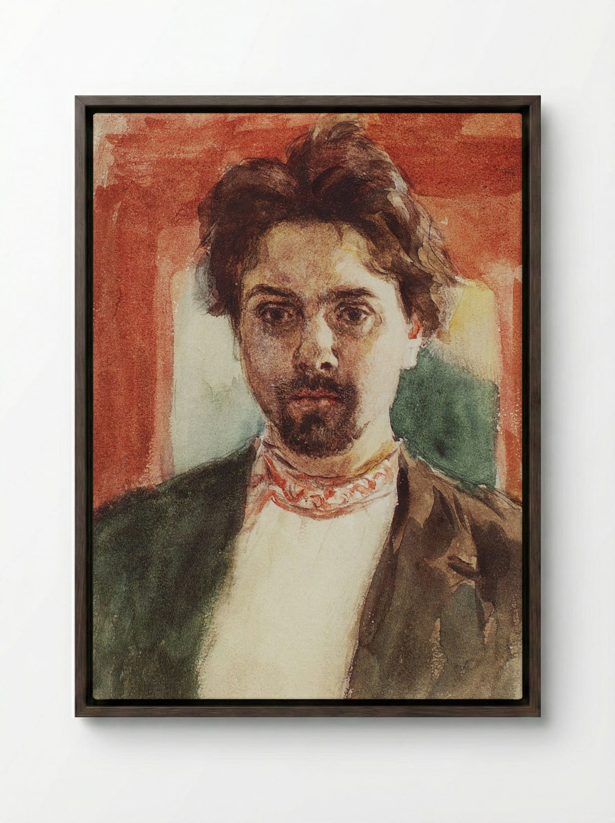 Self-Portrait - Vasily Surikov - Framed Canvas Dark Wood