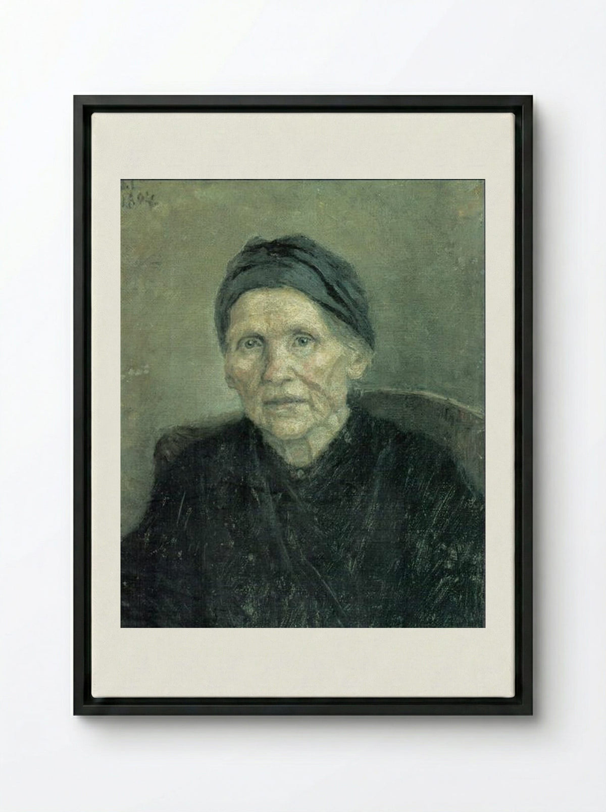 Portrait of the Artist's Mother - Vasily Surikov - Framed Canvas Black